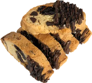 Chocolate Drizzled Biscotti Cookies PNG Image