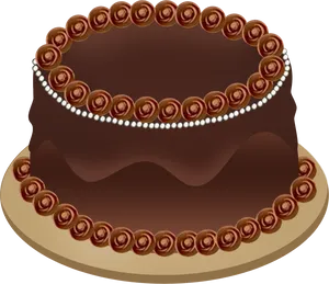 Chocolate Layer Cakewith Rosettes PNG Image