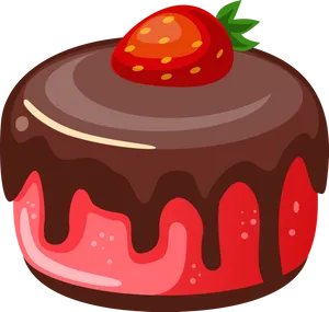 Chocolate Strawberry Cake Cartoon PNG Image