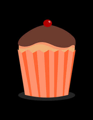 Chocolate Topped Cupcake Illustration PNG image with transparent background