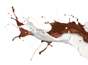 Chocolateand Milk Splash Dynamic Contrast PNG Image