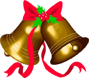 Christmas Bellswith Hollyand Red Ribbon PNG Image