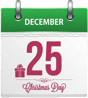 Christmas Day Calendar December25 PNG image with transparent background