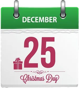 Christmas Day Calendar December25 PNG Image