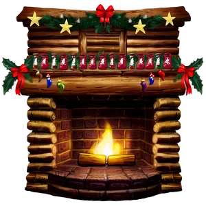 Christmas Fireplace In Log Cabin Png 06262024 PNG Image