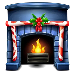 Christmas Fireplace With Mistletoe Png Hyn PNG Image