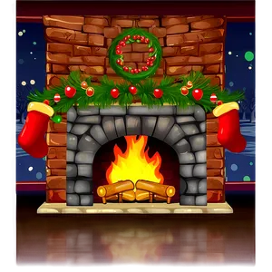 Christmas Fireplace With Reindeer Png 06262024 PNG Image