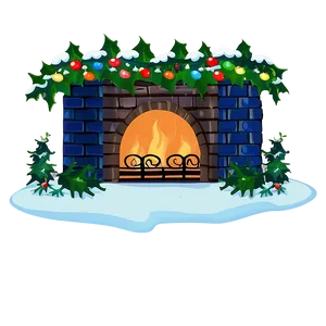 Christmas Fireplace With Wreath Png 06262024 PNG Image