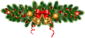 Christmas Tree Clipart Guirlande - Christmas Decor With Garland, HD Png Download PNG with transparent background