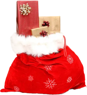 Christmas Giftsin Santa Bag PNG Image