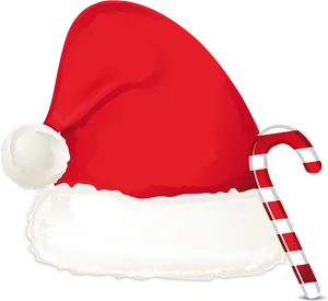 Christmas Hatand Candy Cane PNG Image