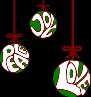 Christmas Joy Peace Love Ornaments PNG image with transparent background