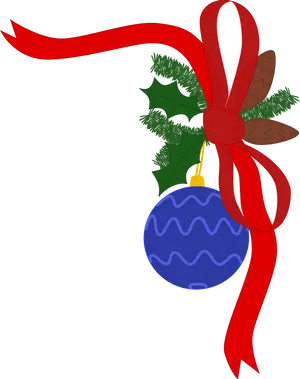 Christmas Ornamentand Holly Graphic PNG Image