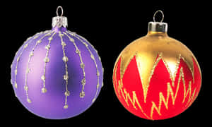 Christmas Ornaments Purpleand Gold PNG image with transparent background