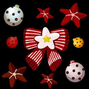 Christmas Ornamentsand Bow Vector PNG image with transparent background