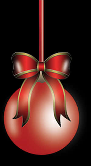 Christmas Ornamentwith Red Bow PNG with transparent background