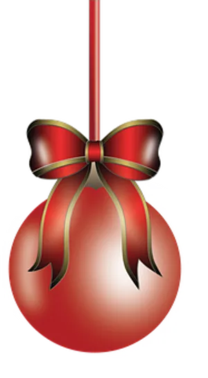 Christmas Ornamentwith Red Bow PNG Image