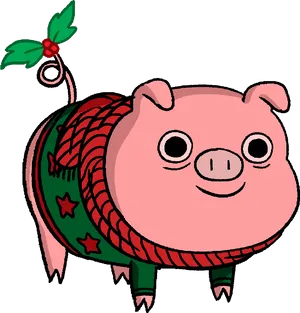 Christmas Pig Cartoon Illustration PNG Image