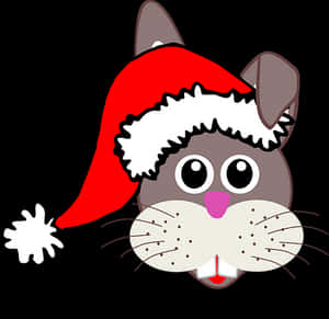 Christmas Rabbit Cartoon Santa Hat PNG image with transparent background