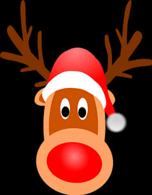 Christmas Reindeer Cartoon Santa Hat PNG image with transparent background
