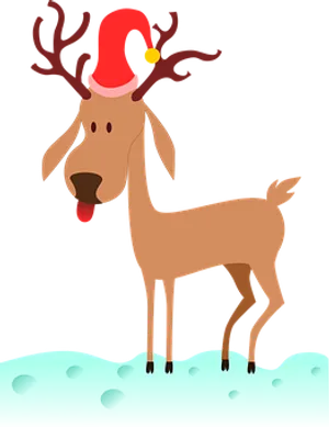 Christmas Reindeerin Santa Hat PNG Image