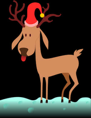 Christmas Reindeerin Santa Hat PNG image with transparent background