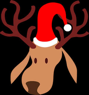 Christmas Reindeerwith Santa Hat PNG image with transparent background