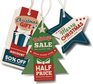 Xmas Tags - Striped Retro Holiday Photo Card | Holiday Cards PNG image with transparent background
