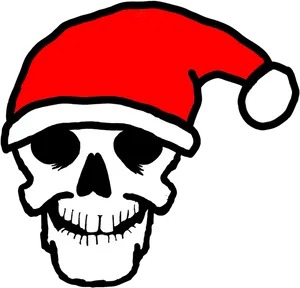 Christmas Skullwith Santa Hat PNG Image