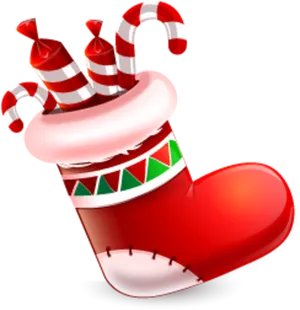 Christmas Stocking Candy Cane Clipart PNG Image