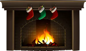 Christmas Stockingsby Fireplace PNG Image