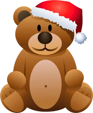 Christmas Teddy Bear Santa Hat PNG Image