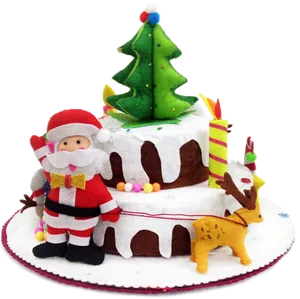 Christmas Themed Cakewith Santaand Reindeer PNG Image