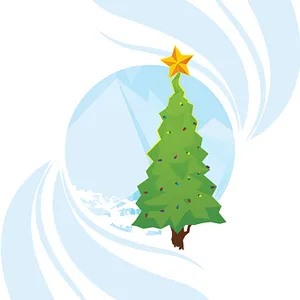 Christmas Tree Cartoon Swirl Background PNG Image