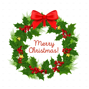 Christmas Wreath Greeting Card PNG Image