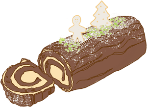 Christmas Yule Log Cake Illustration PNG with transparent background