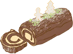 Christmas Yule Log Cake Illustration PNG Image