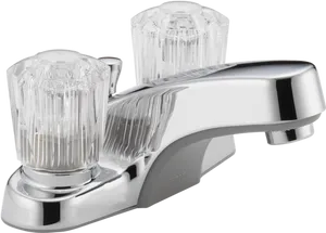 Chrome Bathroom Faucet Double Handle PNG Image