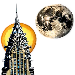 Chrysler Building With Moon Png 06252024 PNG Image