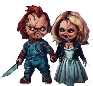 Chuckyand Tiffany Cartoon Horror PNG Image