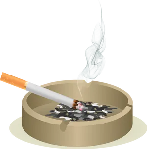 Cigarettein Ashtray Smoke Illustration PNG Image