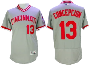 Cincinnati Baseball Jersey Number13 Concepcion PNG Image