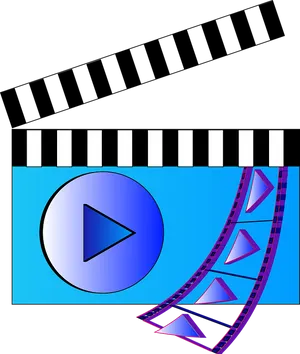 Cinema Play Buttonand Filmstrip PNG Image