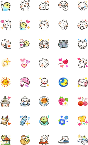 Cinnamoroll Emoji Collection PNG Image