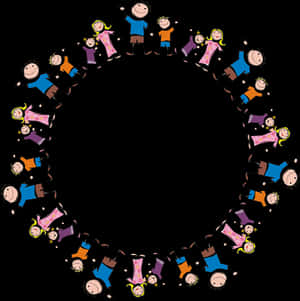Circleof Cartoon Family Members PNG image with transparent background