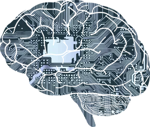 Circuit Board Brain Illustration PNG Image