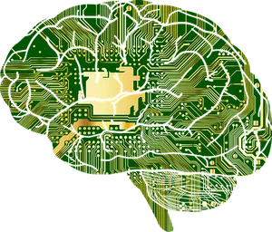 Circuit Board Brain Illustration PNG Image