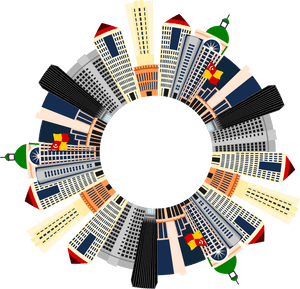 Circular Arrangementof World Skyscrapers PNG image with transparent background