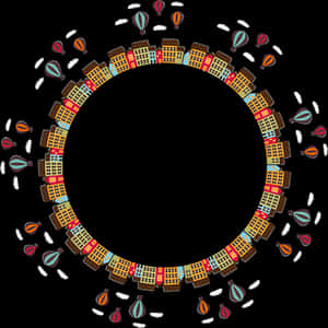 Circular Cityscape Illustration PNG image with transparent background