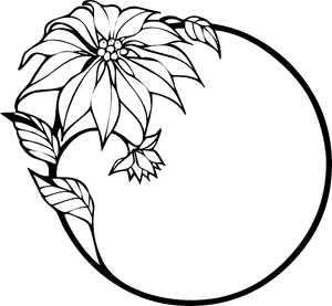 Circular Floral Design Black And White PNG with transparent background